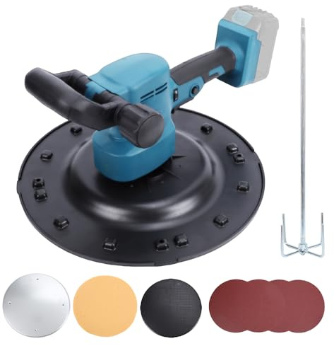 WODHMIEY 1680W Elektrische Wandglättmaschine Kompatibel mit 18V Akku Multifunktionales Putzwerkzeug mit Rührstab Schleifscheiben 6 Geschwindigkeiten für Putz, Spachtel, Mörtel, Wandbearbeitung