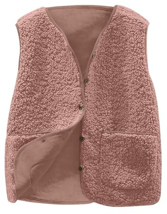 Flodxo Gilet pour femme en polaire sans manches - Cardigan en polaire pelucheuse - Veste d'hiver pour femme - Bodywarmer léger - Gilet avec poches - Taille plus - Manteau en peluche style ours en