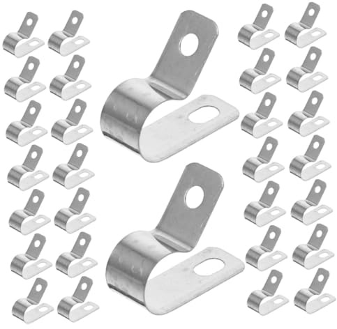 UTHCLO Clip Per Cavi Da Parete r a Forma Di r Morsetti Di Fissaggio Per Cavi 50 Pezzi Per Casa e Ufficio in Metallo Alluminio Resistente Alla Temperatura