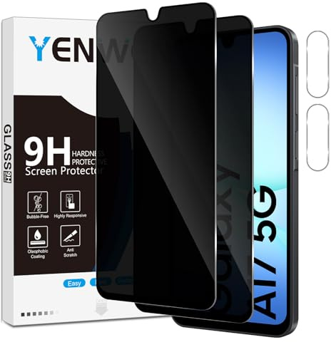 Yenwen Sichtschutzfolie für Samsung Galaxy A17 4G / 5G für Panzerglas, 2 Stück Sichtschutz und 2 Stück Kameraschutz, 9H Härte Privacy Schutzfolie Folie Anti Spy Blickschutzfolie