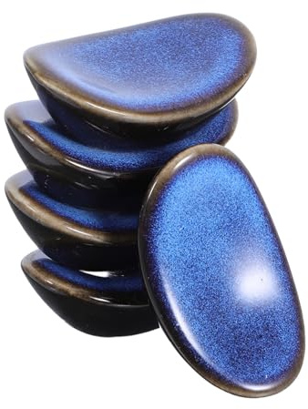 Cabilock 5 Piezas Soporte de Palillos y Cucharas de Cerámica con Esmalte Azul Vintage Porta Cubiertos Duradero y Fácil de Limpiar para Mesa de Comedor Hogar y Hotel