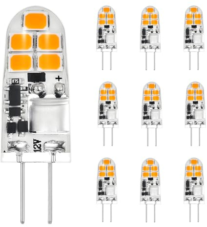 I-SHUNFA G4 LED Lampen 1.3W 130LM Warmweiß 2700K,AC/DC 12V | Ersetzt für 15W Halogenlampen,Energie Sparen Glühbirnen für Dunstabzugshaube für die Küche,Nicht Dimmbar,10er pack