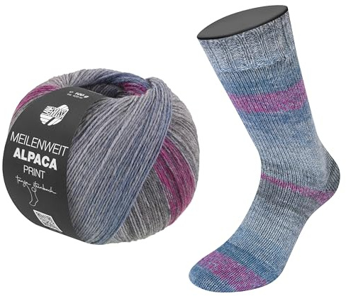 LANA GROSSA Meilenweit 100 Alpaca | Kuschelweiches Alpaka-Sockengarn, im Wollprogramm bis 30°C | Handstrickgarn aus 70% Alpaka & 30% Polyamid | 100g Wolle zum Stricken & Häkeln | 420m Garn FB 2209