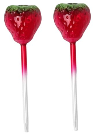 VILLCASE 2 pièces Globes Arrosage Automatiques Verre Forme de Fraise Système Irrigation Goutte à Goutte pour Plantes Intérieur et Extérieur