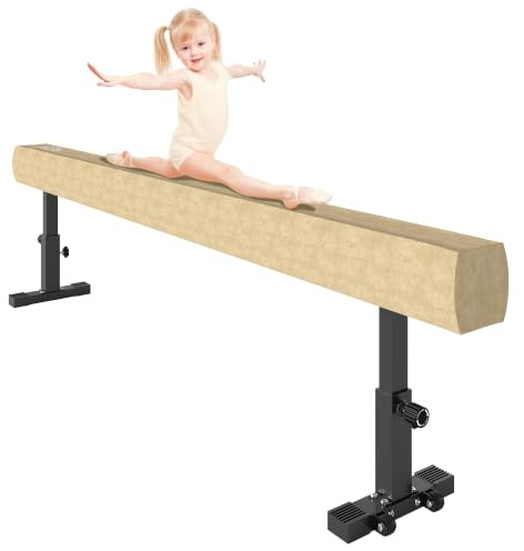 HOMCOM 7.5ft Adjustable Balance Beam with Wheels for 6+ Years Old Training | Gymnastics Beam, Gymnastics Equipment, Practise, Professional Home Training