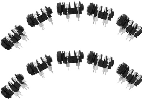 Cabilock 10 Stück 6,35mm Mono Audio Klinkenbuchsen aus Metall Kompakte Schildkrötenform Einbaubuchsen – 4-polige Gitarren und Mikrofonanschlussadapter für Studio und Bühne