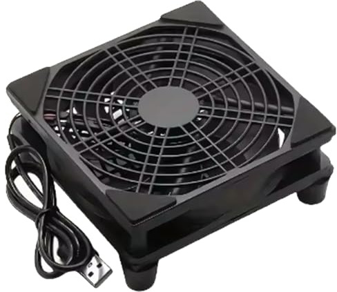 Aurelicxy Ventilador de 120 mm para Router, Ventilador de Refrigeración para PC, Refrigerador TV Inalámbrico, Silencioso, Alimentación CC de 5 V, USB, 12 cm, con Tornillos y Red Protectora.