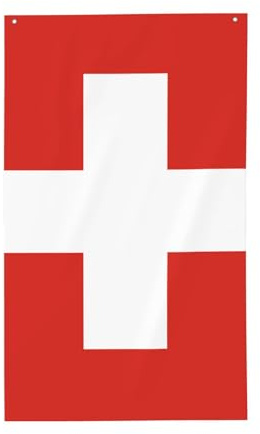 Bandera de Suiza. Bandera decorativa para exteriores de 3 x 5 pies, pancarta vertical de poliéster. Adecuado para su uso como decoración al aire libre
