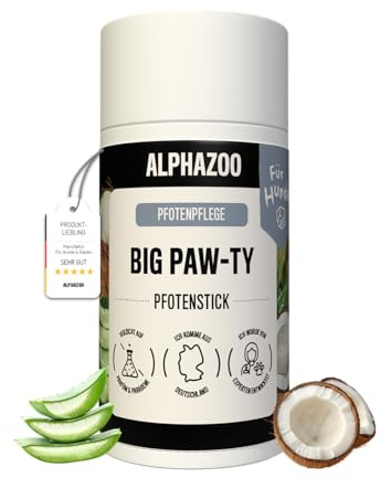alphazoo Big Paw-ty Pfotenstick 25g - Pfotenpflege für Hunde - Pfotenbalsam gegen trockene Pfoten - Schutz vor Kälte, Streusalz & Austrocknung - natürliche Pflege mit Kokosöl, Sheabutter & Aloe Vera