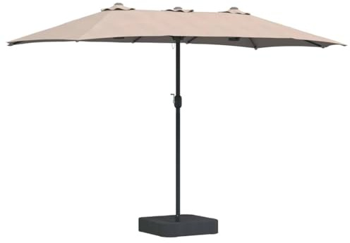 Frdhee Parasol inclinable - Taupe - 385 x 209 x 244 cm - Tissu pour balcon, jardin, terrasse, plage