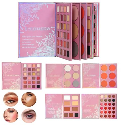 Palette Per Il Trucco,Blush e Rossetto Impermeabile a Lunga Tenuta | Set Palette di Ombretti per Trucco - Per Compleanno Natale Viaggio Ufficio Festa Matrimonio Shopping Vacanza All'aperto