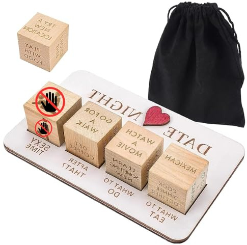 Valentine's Day Gifts for Couples, Date Night Dice Set, Romantic Decision Dice for Boyfriend Girlfriend, for Him/Her, Fun Couples Game with Board & Bag