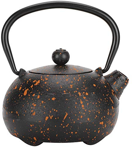 Teiera in Ghisa Giapponese Non Smaltata, con Superficie a Macchie Gialle, Capacità 0.3L, Include Filtro e Coperchio, Ideale per Casa o Teahouse