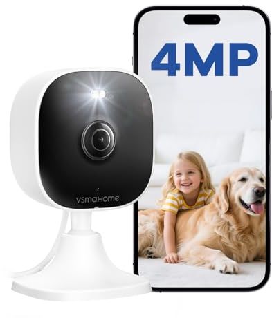 4MP Security Camera Indoor, 5GHz/2.4GHz WiFi Home Security Camera,Colour Night Vision, IP66 Waterproof Wired Surveillance Camera for Home, Pet & Baby Monitor, Plug Play,128GB SD Card (Not Included) | Colour Night Vision, IP66 Waterproof Wired Surveillance, Home, Pet & Baby Monitor, Plug Play, 128GB SD Card (Not Included)