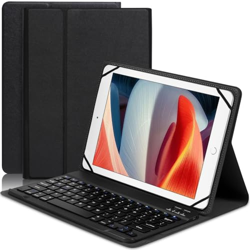 GUPENAA Funda con Teclado Universal (Incluye Ñ) para Tabletas 9.7,10.1,10.2,10.5,10.9,11, con Teclado Retroiluminado En 7 Colores para Tabletas Android, iOS Y Windows