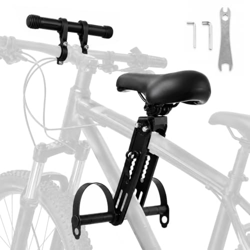 alouweekuky Avant Selle Velo Enfant, Siege Velo Enfant Avant | Siège vélo enfant 2–6 ans, siège PU, support aluminium, poignée de maintien, repose-pieds, pour la plupart des VTT