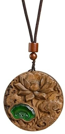 Agarwood Peace Pendant Halsband med guldplätering - eleganta träsmycken for män och kvinnor