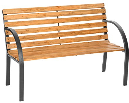 TecTake® Banco de Jardín Exterior, Madera Lacada y Hierro Fundido, Diseño Elegante, Resistente y Estable, Patio y Terraza - Tradicional