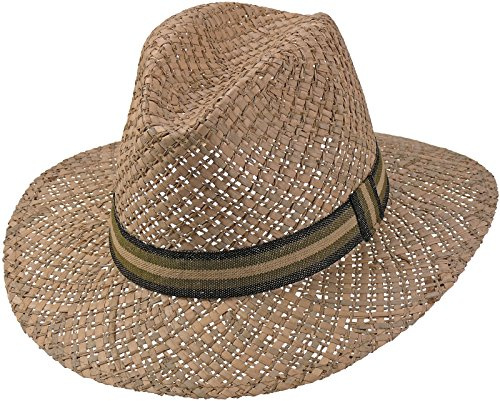 Harrys-Collection Sommerhut Unisex Strohhut Sonnenhut Strandhut, Braun, 59 | leichtes Seegras-Stroh, edel geflochten, sportliches Hutband, idealer Sonnenschutz, schicker Begleiter für den Urlaub