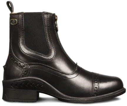 Ovation Women's Comfortable Durable Stylish Warm Water-Resistant Leather Equestrian Horse Riding Tuscany Zip Paddock Boot, Black, Size 7