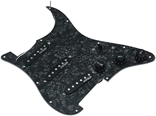 Dopro Loaded Guitar Pickguard with Wilkinson Pickups Prewired ST Pickguard for USA/Mexico FD Strat Stratocaster Black Pearl