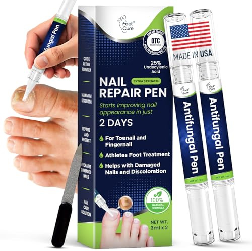 Footcure Antifungal Nail Treatment Pen – Extra Strength Toenail Fungus Treatment, 25% Undecylenic Acid for Toenails & Fingernails, Nail Fungus Repair Pen with Tea Tree & Oregano Oil, Made in USA
