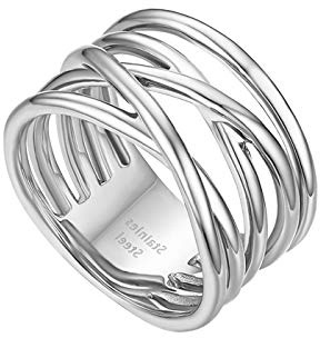 Flongo Damenring Frauen Ringe Ring BFF Midi-Ringe, Blogger Fingerknöchel Stapeln Ringe Silber Gold mit Gekreuzt Design