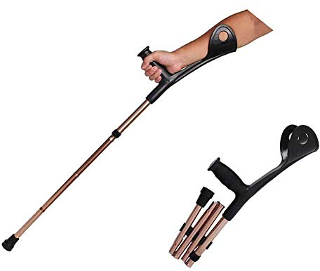 Béquilles Aides à la Marche des béquilles Pliable Poids utilisateur 120 kg Paire de Vitesses avec Coudière Hauteur en Aluminium léger maximale réglable antidérapante/Durable,Marron