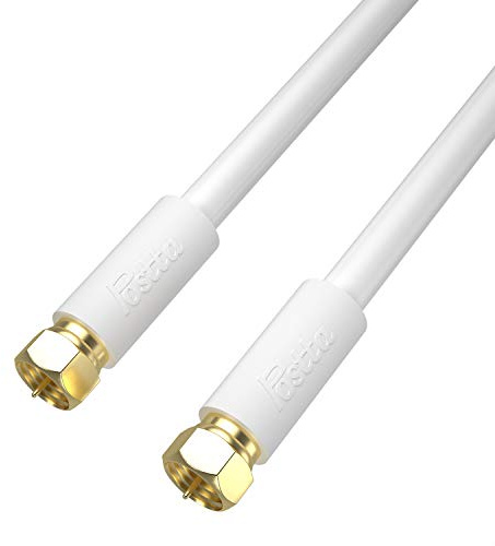Postta Coaxial Cable(25 Feet) Triple Shielded Digital RG6 Antenna Cable with F-Male Connector Pin-White