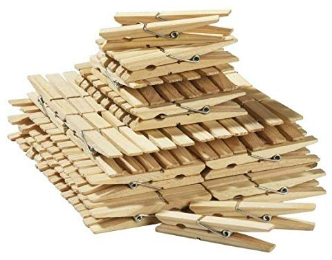 LITTLE PURPLE TREE Pack of Wooden Pegs for Washing Lines Airers suitable in all weather types (50)