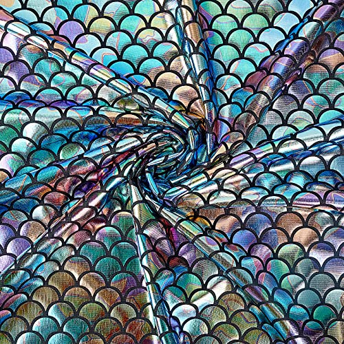 FINGERINSPIRE Meerjungfrau Stoff 4 Wege Stretch Hologramm Für DIY 100x150cm | 4 Wege Stretch Spandex, Meerjungfrau, Stoff, Hologramm Fischschuppen, Glitzer Fischschuppen, Drachenschuppen, Für DIY Nähen