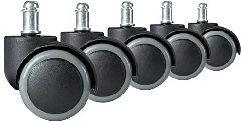 Sofotel Juego de 5 ruedas para sillas de oficina, color gris, universal, para muebles, ruedas de goma
