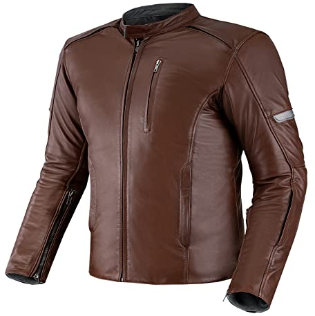 SHIMA HUNTER Motorrad Jacke Herren mit Protektoren Leder Rückenprotektor Motorradjacke Sommer Schutzjacken Lederjacke Protektorenjacke Sommerjacke Stadt Touren (Männer, Dunkelbraun, M)