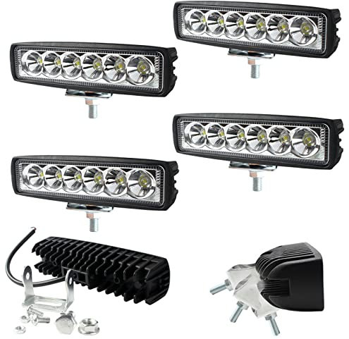Timisea 4pcs Led Work Spot Light Bar 12V 24V, Waterproof Beam Slim Driving Lamp Fog Lights for SUV Trucks ATV (4 pcs)