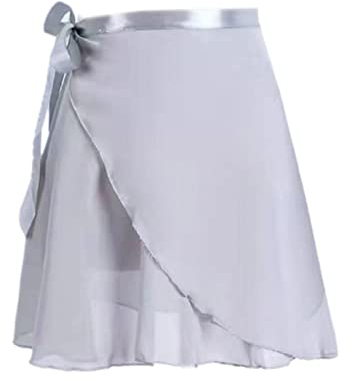 Newwyt Damen Chiffon Wickelrock Klassischer Ballett Wickelrock Mädchen Tutu Tanzrock Tanz Schlittschuh über Schal Rock Dancewear Grau Polyester-Faser