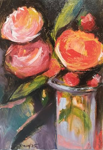 Pfingstrosen im Glas Original Öl-Gemälde figurativ Motiv 30x42cm moderne Blumen Ölmalerei entzückendes Wandbild Hingucker Geschenk