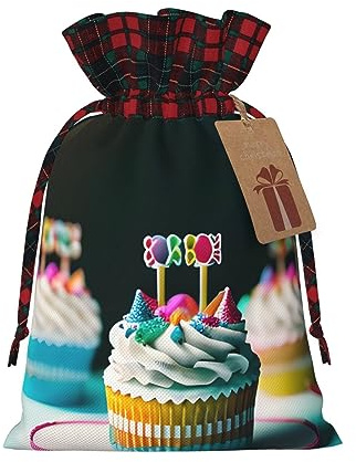 Bolsas de regalo de Navidad con cordón para tartas de cumpleaños, bolsas de arpillera de retazos, reutilizables.