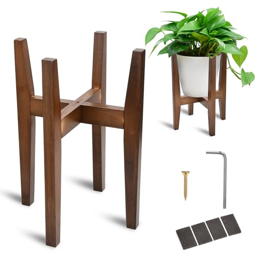 BADALU Indoor Plant Stand Adjustable Corner Wooden Stand Suitable for 8-12 Inch Pots Modern Flower Stand (Except Potted Plants)