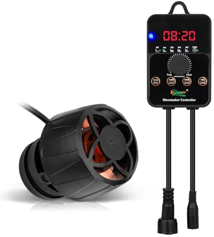 Hygger 24/7 Modo Bomba de Flujo de Acuario, 6000LPH Bormba Circulación Acuario con Inteligente Controlador, 8W Ultra Silencioso Wave Maker Aquarium Magnéticos de 200-380L Freshwater Saltwater Tanks
