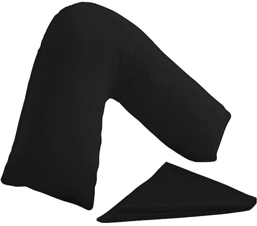 I&S Home V Shaped Pillow with Black Pillowcase - Orthopedic Support Pillow for Neck, Back and Shoulder, Maternity, Nursing & Pregnancy Support Pillow - Hypoallergenic V Pillow (Black)