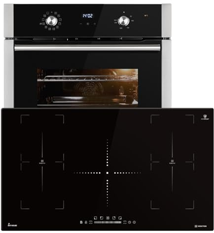 Autarkes Herdset: 60cm Einbaubackofen BO8810SS + 90cm Induktionskochfeld IH89005FZ | Grill | Heißluft | Teleskopauszüge | Automatik-Timer | 2-fach Wärmeschutzverglasung | SET8810IH890FZ