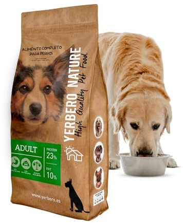 Yerbero Nature Adult Pienso Equilibrado para Perros Adultos, Comida Perros Grandes con Alto Valor Proteico, Comida Premium para una Nutrición Equilibrada, Fórmula Rica en Proteína y Fibras 10kg
