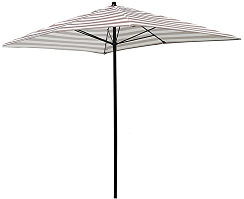 Garten-Sonnenschirm, weiße Streifen, Strandschirm, Sonnenschirm, Gartenschirm, Marktschirm, Tischschirm, Terrassenschirme, rechteckiger Außenschirm für Picknick, Pool, Hinterhof, 2 x 1.