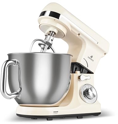 Karaca Blendburst Stand Mixer - 1400W Electric Stand Mixers for Baking, Dough Mixer with Non-Stick 5,7L Bowl, Dough Hook, Whisk, 6- Speed Cake Mixer with Bowl and Stand, Iconic Beige