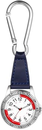 JewelryWe Montre Mousqueton Homme Femme: Montres de Poche et Goussets à Calcul d'Impulsion Analogique Quartz Montre Porte Clé Index chiffres Clair et Facile à lire pour Sac à Sos Activité de Plein Air