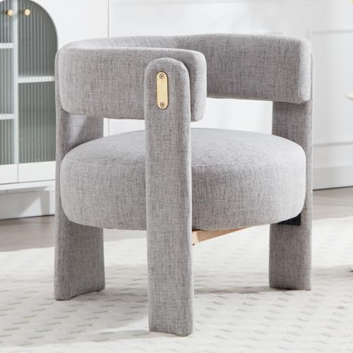 chairus Fauteuil Salon Confortable, Coussin Rembourré Rond, Gris