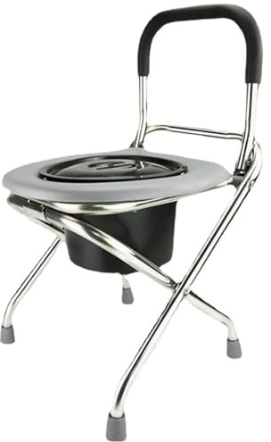 Sedia da toilette leggera, telaio per sedile da comodo portatile con sedile imbottito, sedia da toilette da campeggio portatile con schienale, comodino pieghevole, sedia da toilette per anziani e disa