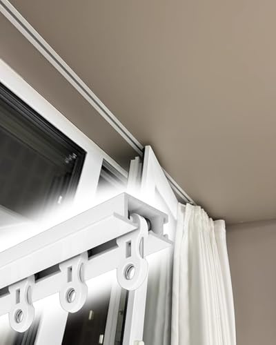 Vorhangschiene Unsichtbare Vorhangschiene Zur Deckenmontage – 1cm Tiefe, 24 Inch 30 Inch 40 Inch 120cm Länge Einbau-Vorhangschiene Aus Aluminium für Hochbetten/Fenster(White,260cm/102.4in/8.5ft)