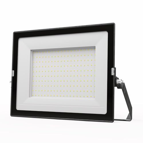 HOFTRONIC Stratos LED Strahler 200W – 23.530 Lumen – 4000K Neutralweiß – IP65 – Außenstrahler für Industrie, Baustellen, Großflächen & Lagerhallen - Schwarz