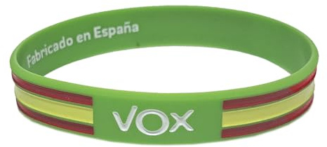 Tiendas LGP - Pulsera de Goma de Silicona con diseño de VOX y Bandera de España, Verde.